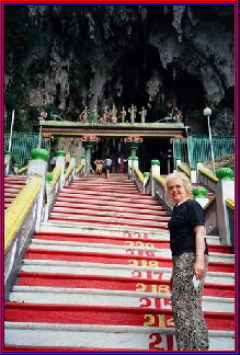 Maxine George climbs to the Batu Caves in Malaysia